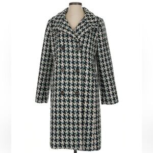 Ann Taylor Black and White Houndstooth Pea Coat